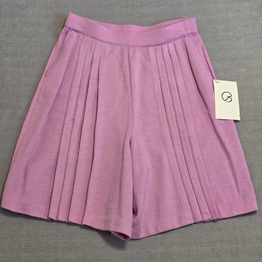 St. John Collection Marie Gray Shorts NWT Women 8 Lilac Santana Knit Pleated USA